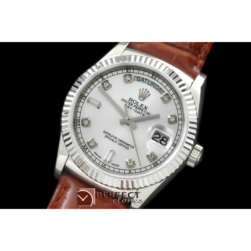 RLDDS60022L DayDate Fluted Silver Diam SS/LE Asian Eta 2836
