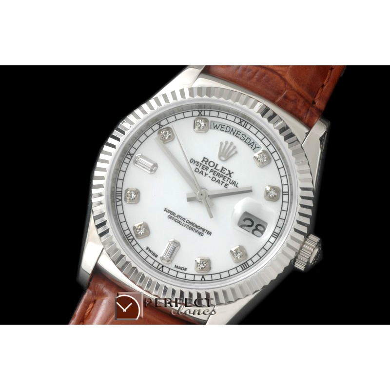 RLDDS60021L DayDate Fluted White Diam SS/LE Asian Eta 2836