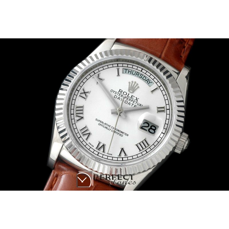 RLDDS60011L DayDate Fluted White Roman SS/LE Asian 2836