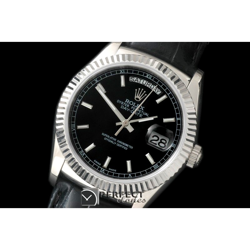 RLDDS60107L DayDate Fluted Black SS/LE Asian Eta 2836