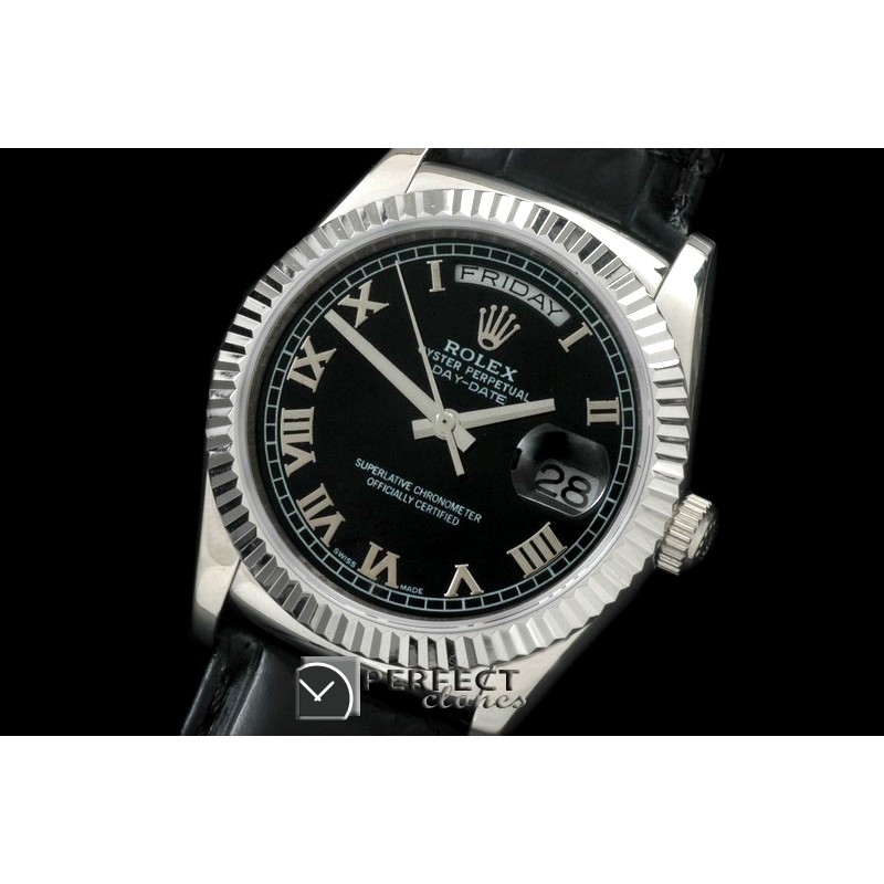 RLDDS60013L DayDate Fluted Black Roman SS/LE Asian 2836