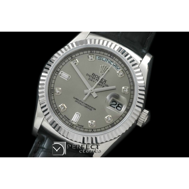 RLDDS60024L DayDate Fluted Grey Diam SS/LE Asian 2836