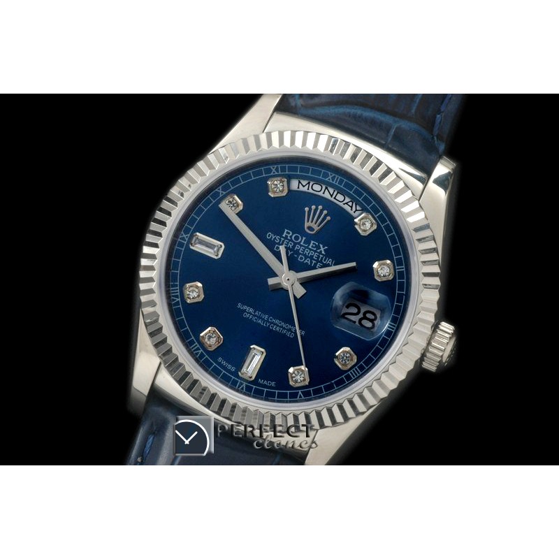RLDDS60025L DayDate Fluted Blue Diam SS/LE Asian 2836