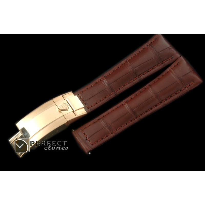 RLACC00114 Brown Croc Strap YG 20/16 / New Insignia Deployant