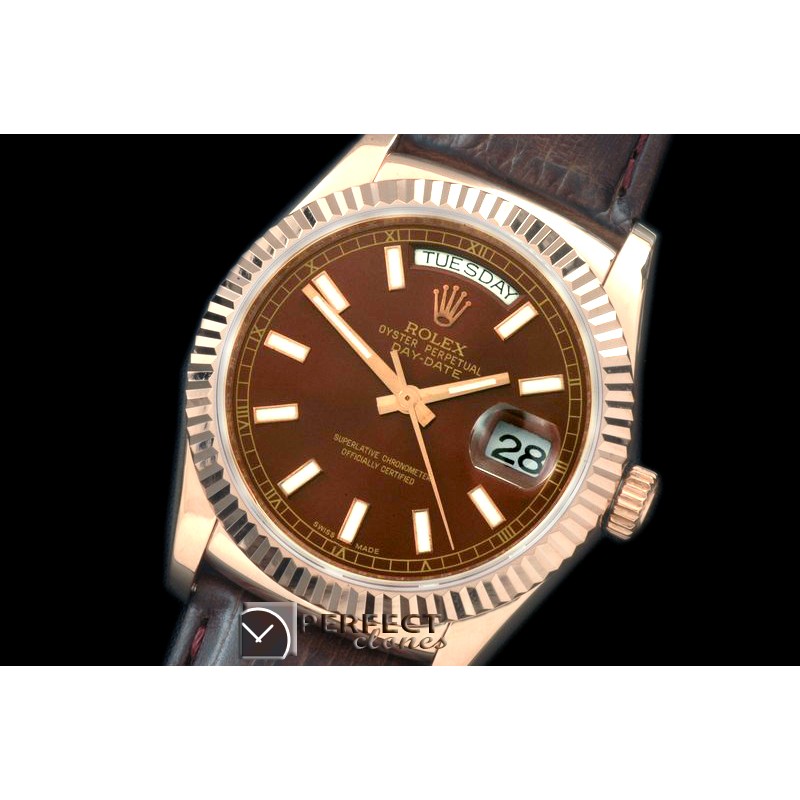 RLDDR60103L DayDate Fluted Brown RG/LE Asian 2813