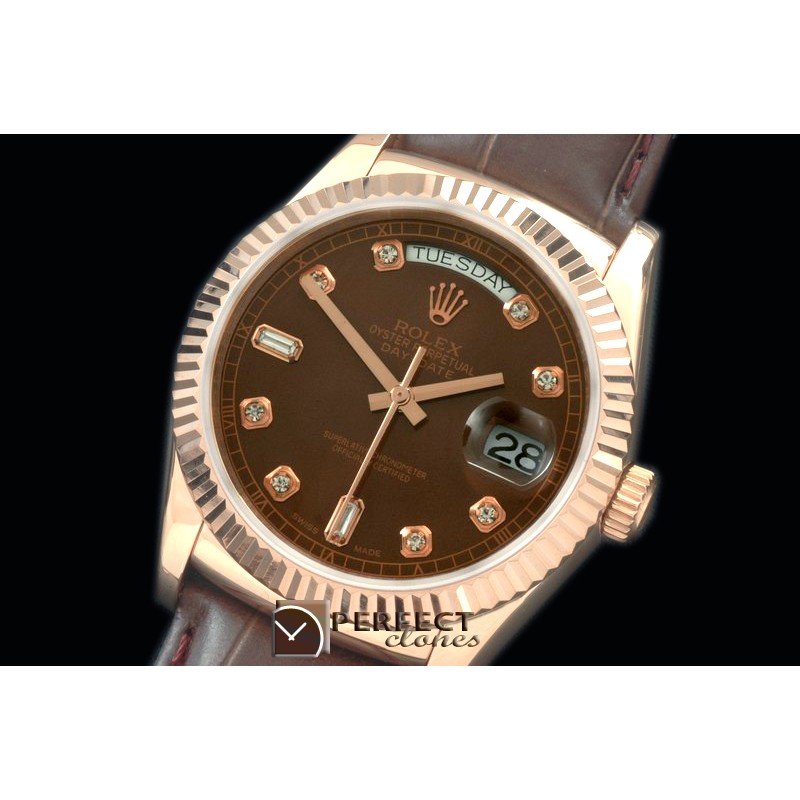 RLDDR60024L DayDate Fluted Brown Diam RG/LE Asian 2836