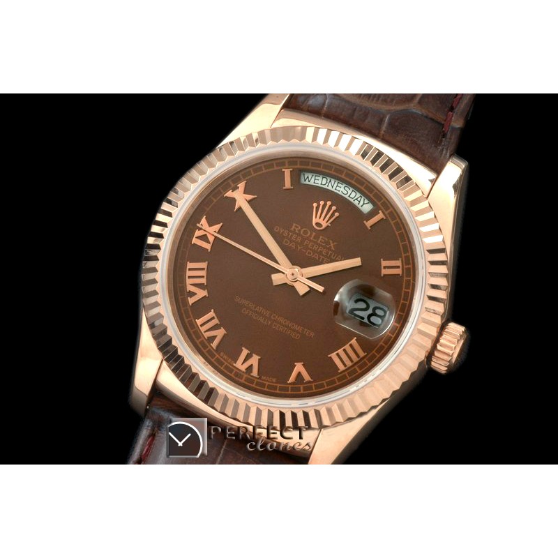 RLDDR60114L DayDate Fluted Brown Roman RG/LE Asian 2813