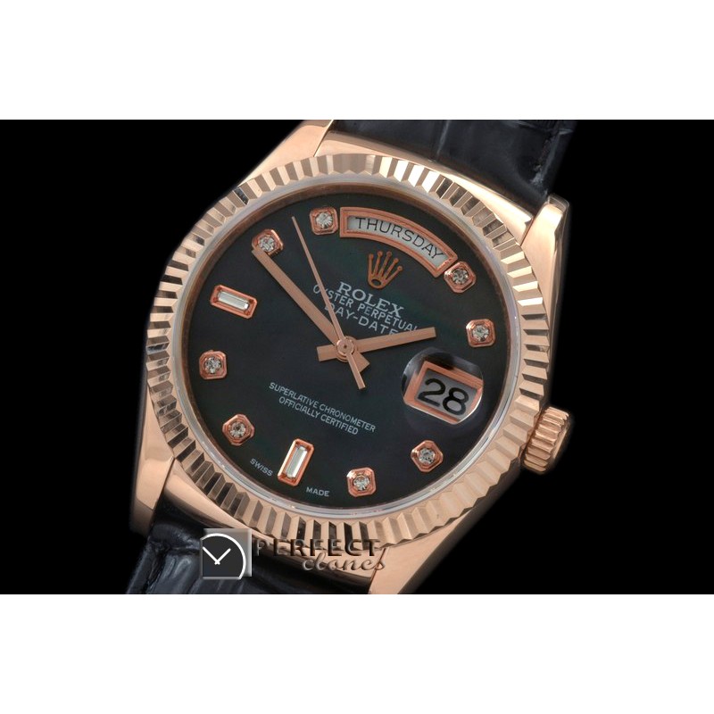 RLDDR60127L DayDate Fluted M-Black Diam RG/LE Asian 2813