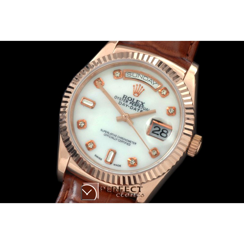 RLDDR60126L DayDate Fluted MOP White Diam RG/LE Asian 2813