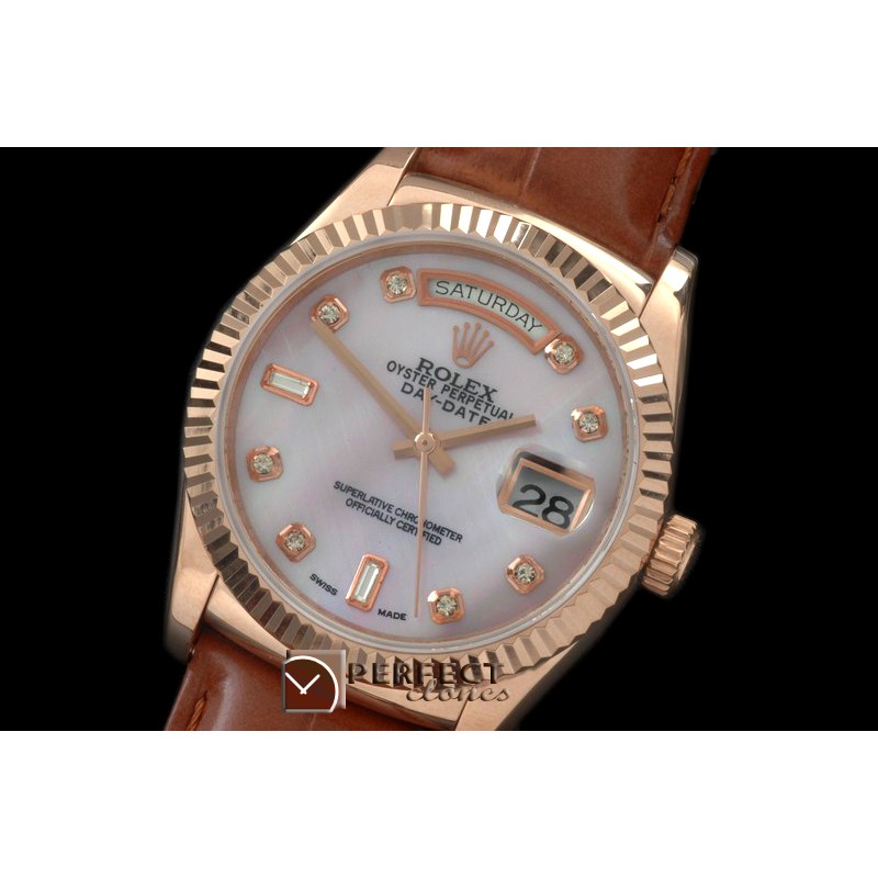 RLDDR60129L DayDate Fluted MOP-Pink Diam RG/LE Asian 2813