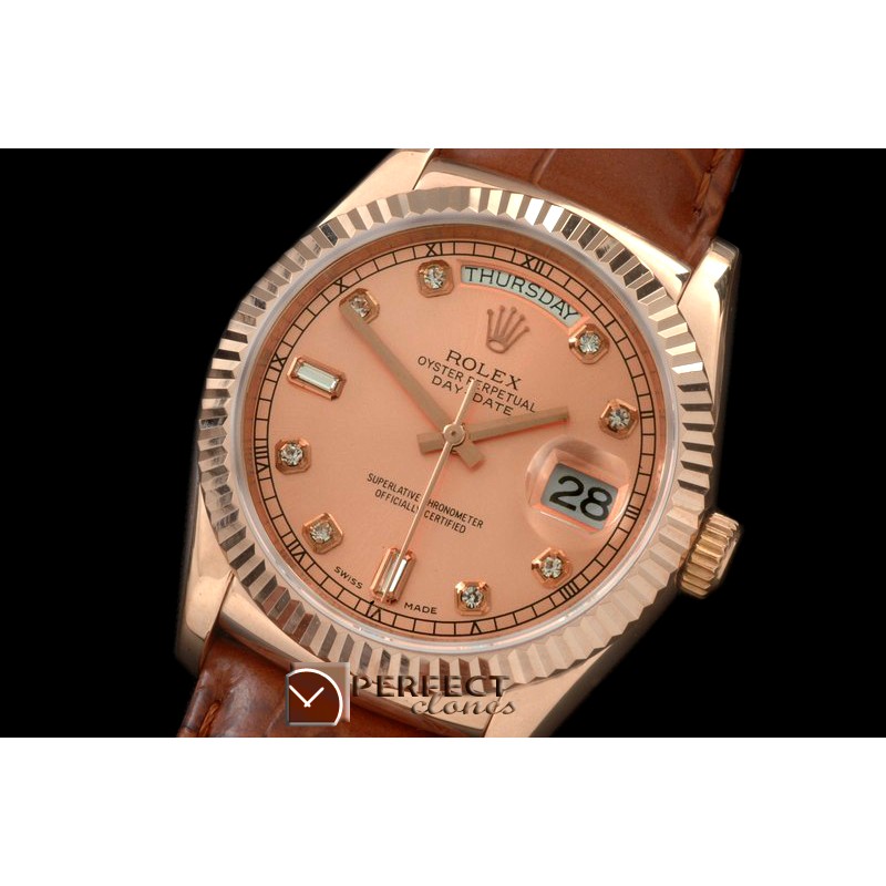 RLDDR60025L DayDate Fluted Rose Diam RG/LE Asian 2836
