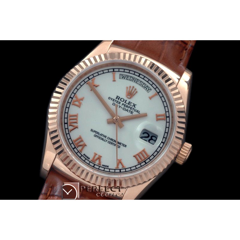 RLDDR60011L DayDate Fluted White Roman RG/LE Asian 2836