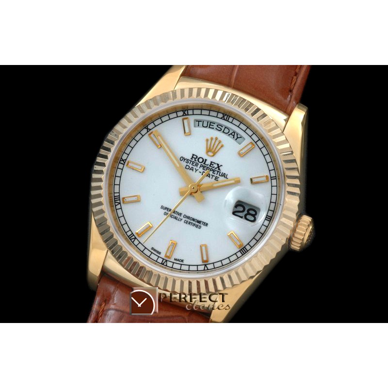 RLDDF60101L DayDate Fluted White YG/LE Asian 2813