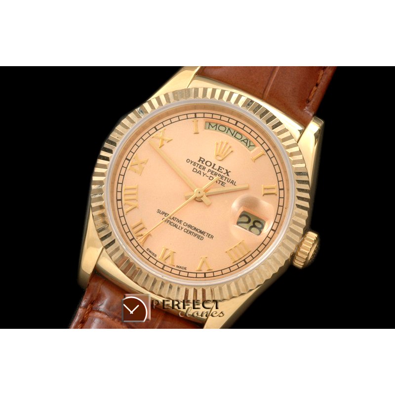 RLDDF60015L DayDate Fluted Gold Roman YG/LE Asian 2836