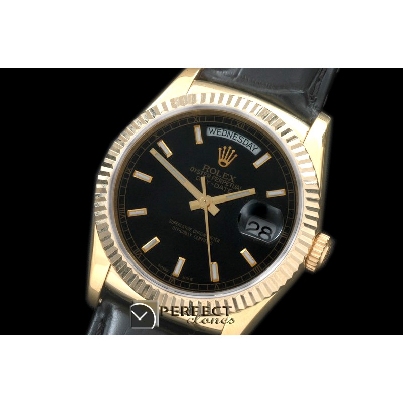 RLDDF60003L DayDate Fluted Black YG/LE Asian 2836