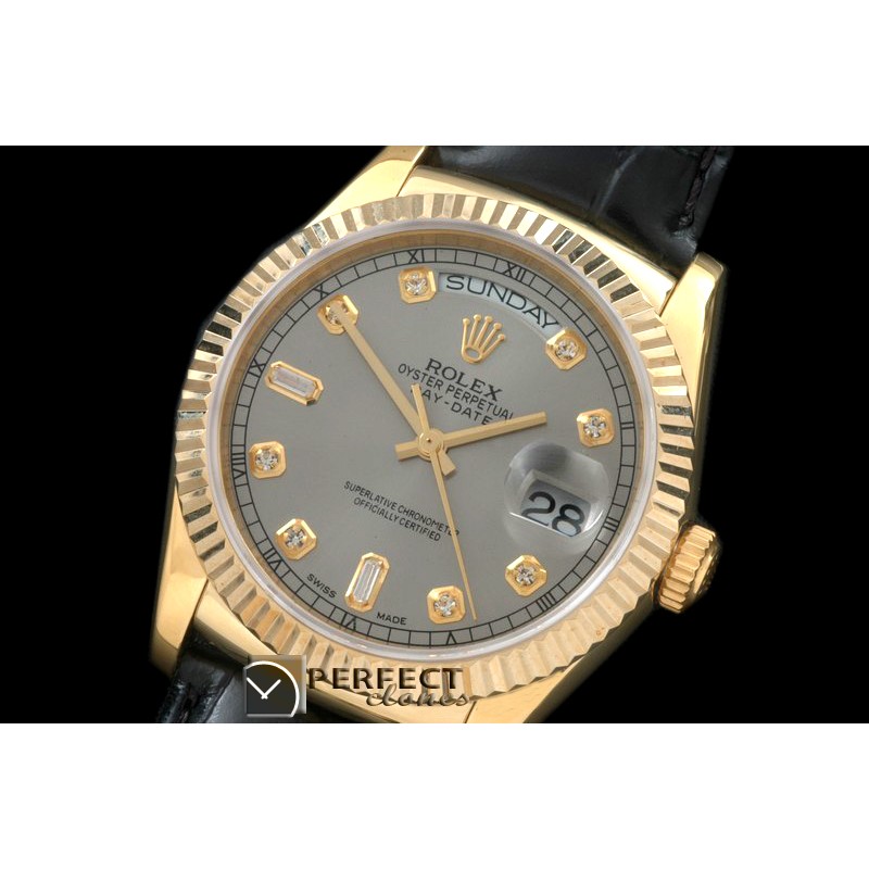 RLDDF60024L DayDate Fluted Grey Diam YG/LE Asian 2836