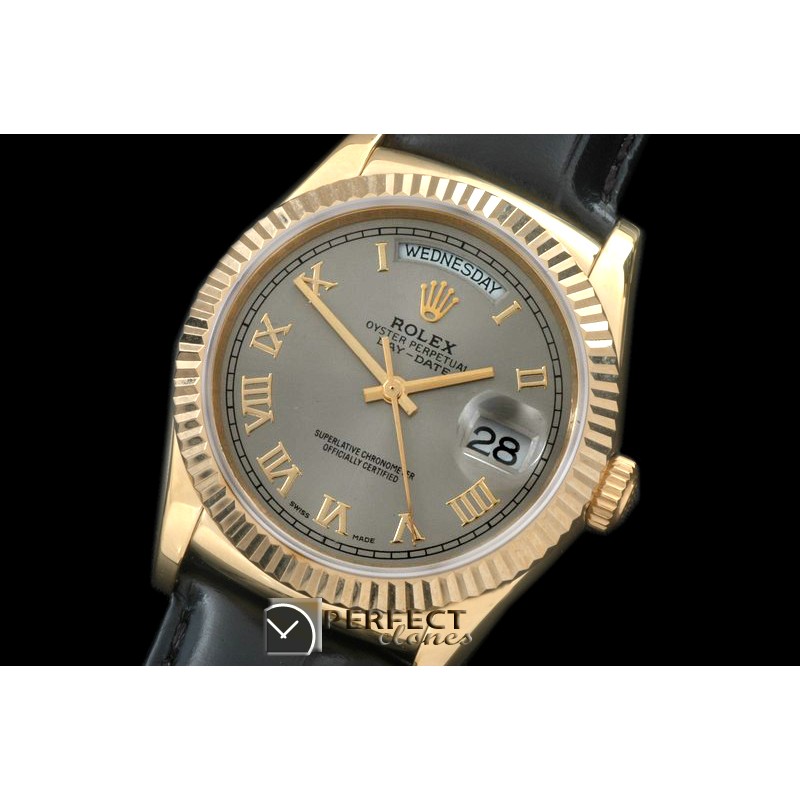 RLDDF60014L DayDate Fluted Grey Roman YG/LE Asian 2836