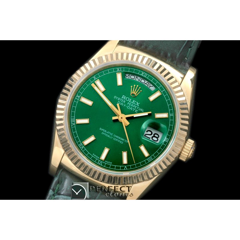 RLDDF60104L DayDate Fluted Green YG/LE Asian 2813