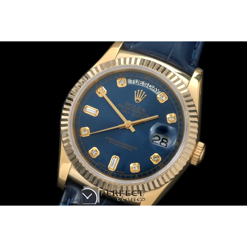 RLDDF60026L DayDate Fluted Blue Diam YG/LE Asian 2836