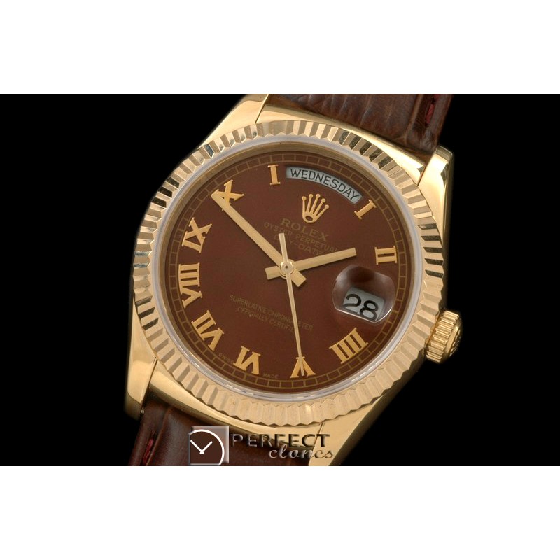 RLDDF60017L DayDate Fluted M-White Roman YG/LE Asian 2836