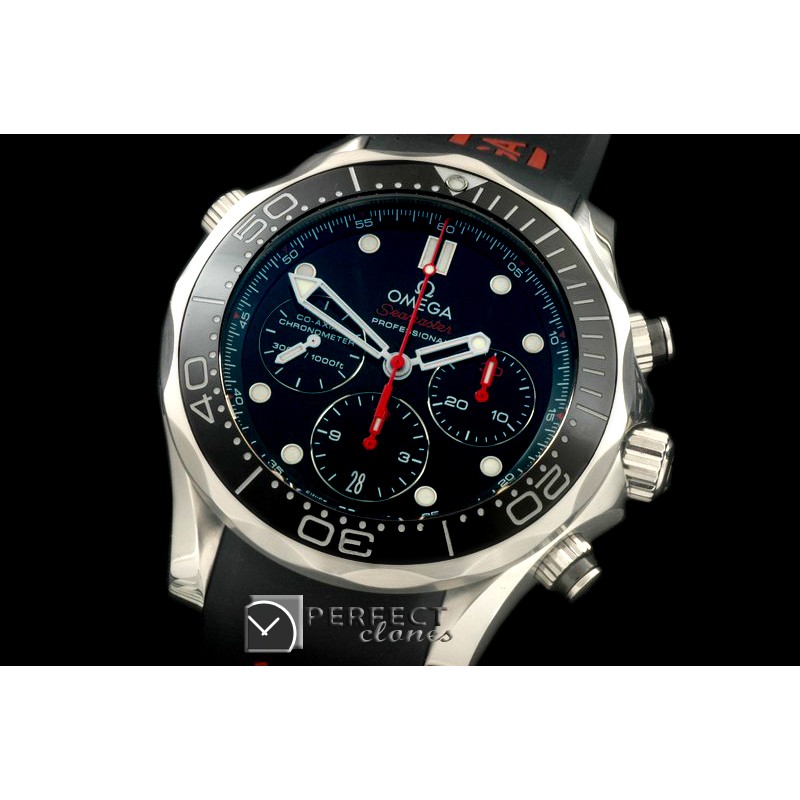 OM300M-301R Seamaster Pro 300M Chrono SS/RU Black A-7750