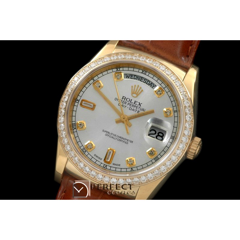 RLDDF60022LD DayDate Diam Bez Silver Diam YG/LE Asian 2836