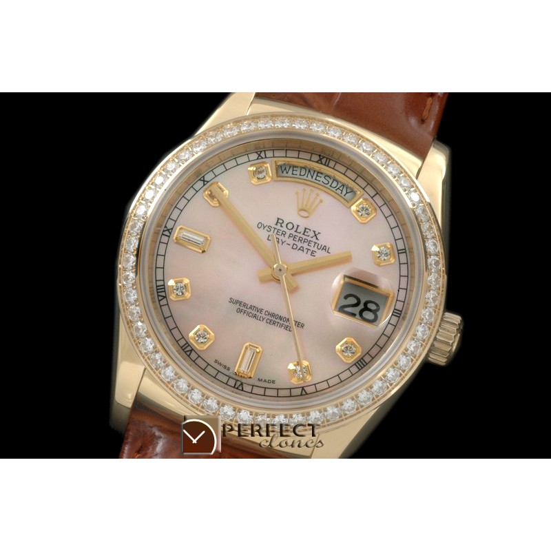 RLDDF60028LD DayDate Diam Bez M-Pink Diam YG/LE Asian 2836