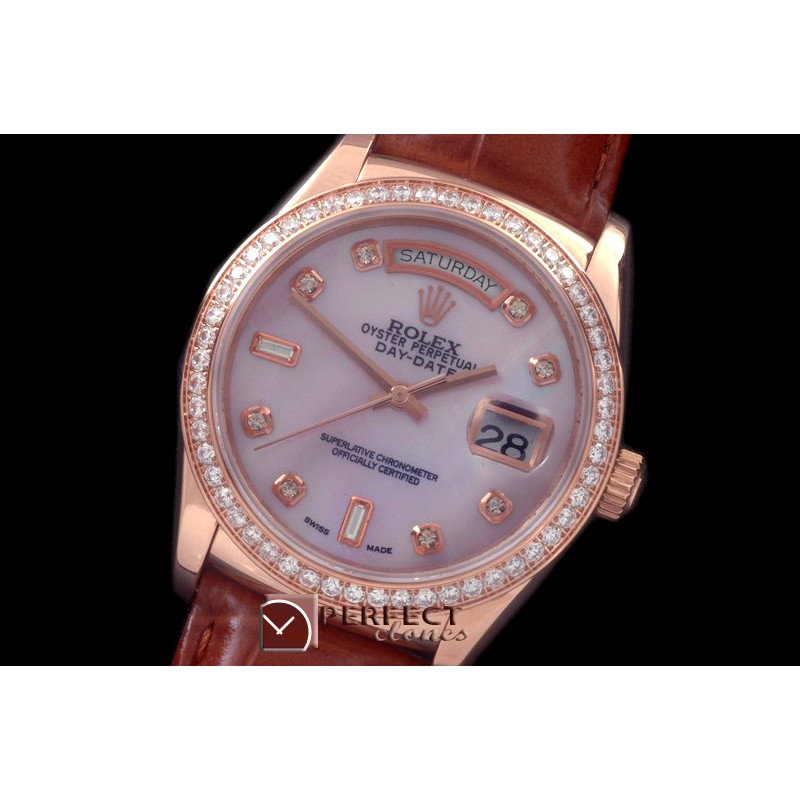 RLDDR60029LD DayDate Diam Bez M-Pink Diam RG/LE Asian 2836