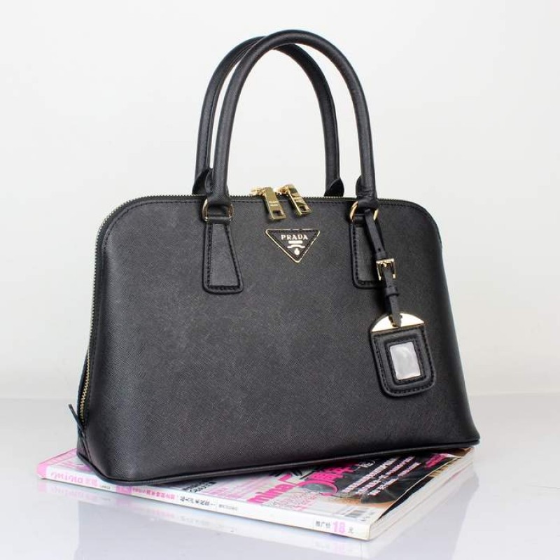 PR0837-01 BN0837 Saffiano Solid Color Leather Tote Black