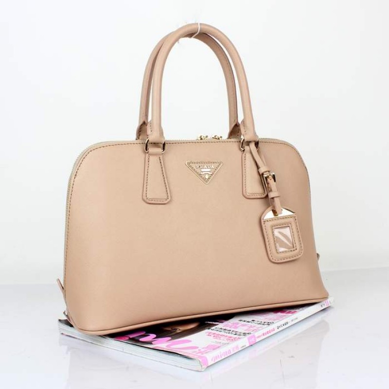 PR0837-02 BN0837 Saffiano Solid Color Leather Tote Apricot