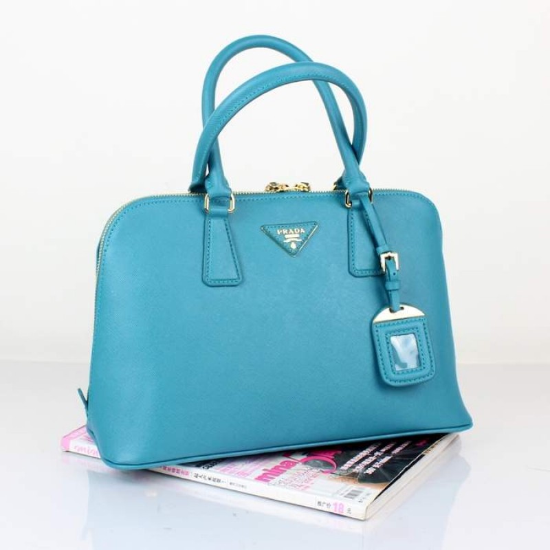 PR0837-03 BN0837 Saffiano Solid Color Leather Tote Light Blue