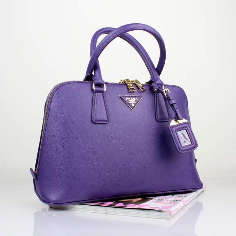 PR0837-05 BN0837 Saffiano Solid Color Leather Tote Purple
