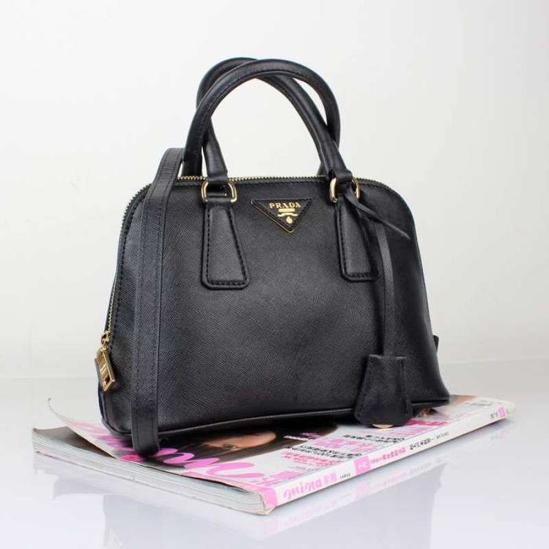 PR0838-01 BN0838 Saffiano Solid Color Leather Tote Black