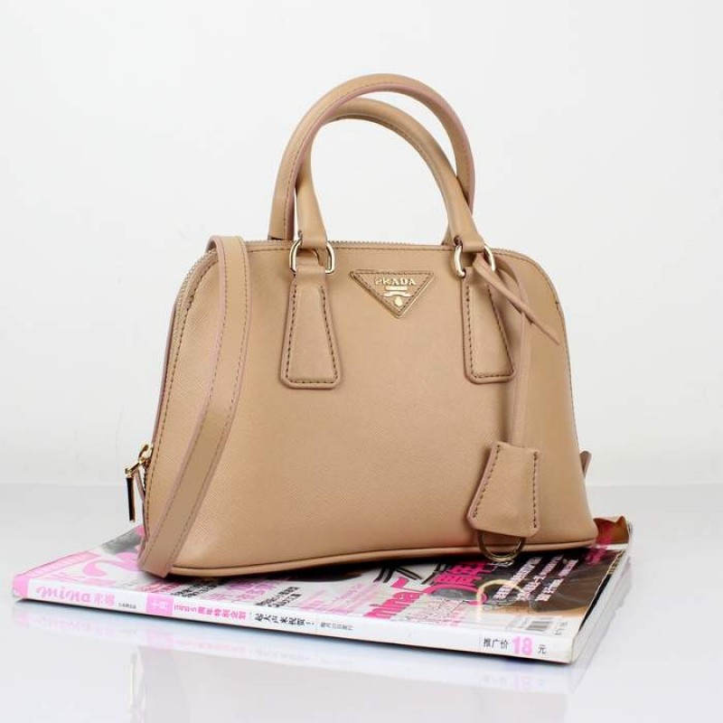 PR0838-02 BN0838 Saffiano Solid Color Leather Tote Apricot