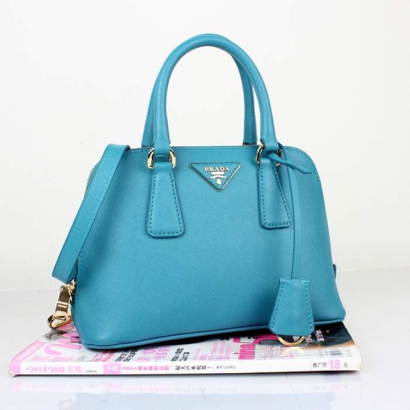 PR0838-03 BN0838 Saffiano Solid Color Leather Tote Light Blue