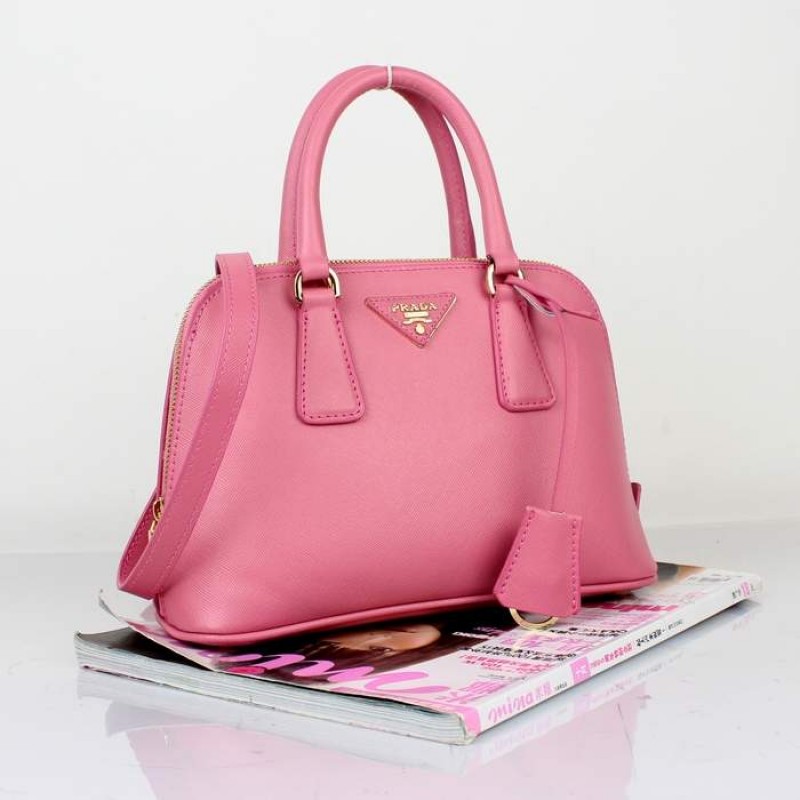 PR0838-04 BN0838 Saffiano Solid Color Leather Tote Pink