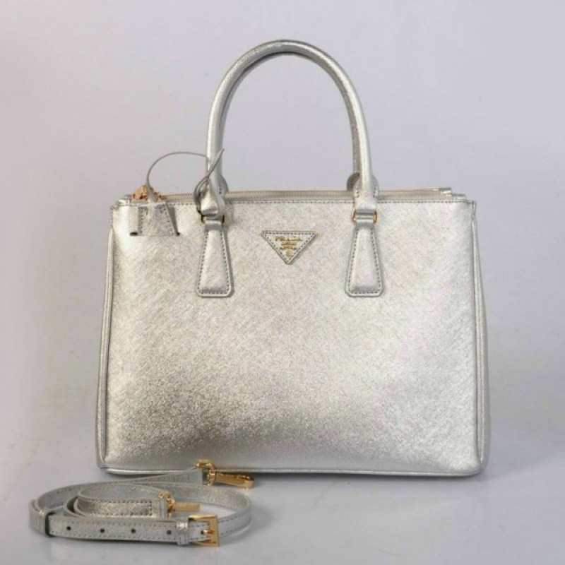 PR2274-31 B2274 Saffiano Solid Color Leather Tote Platinium