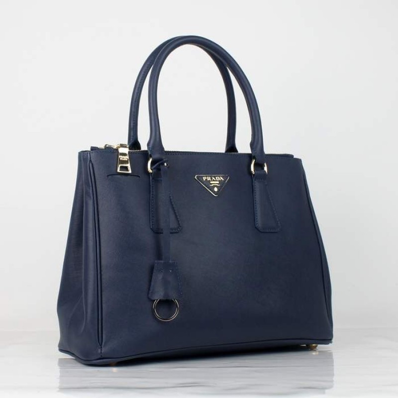 PR1786-02 BN1786 Saffiano Solid Color Leather Tote Dark Blue
