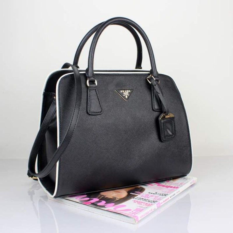 PR2609-01 BN2609 Saffiano Solid Color Leather Tote Black