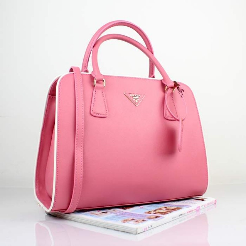 PR2609-03 BN2609 Saffiano Solid Color Leather Tote Pink
