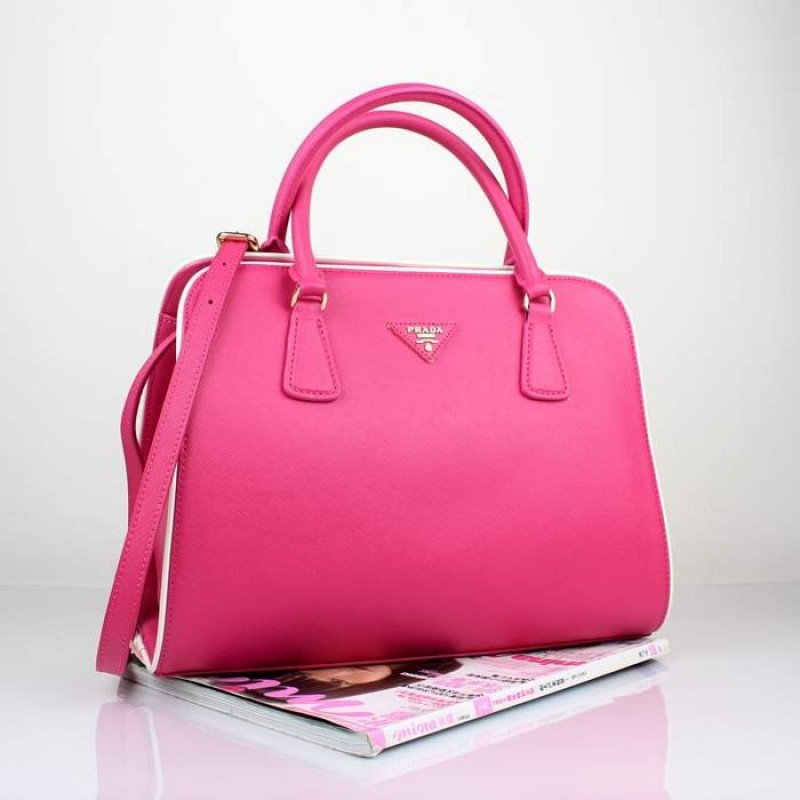 PR2609-02 BN2609 Saffiano Solid Color Leather Tote Peach Red