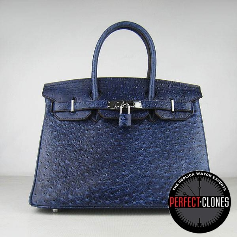 HE-30-1053 Birkin 30cm Dark Blue - Ostrich