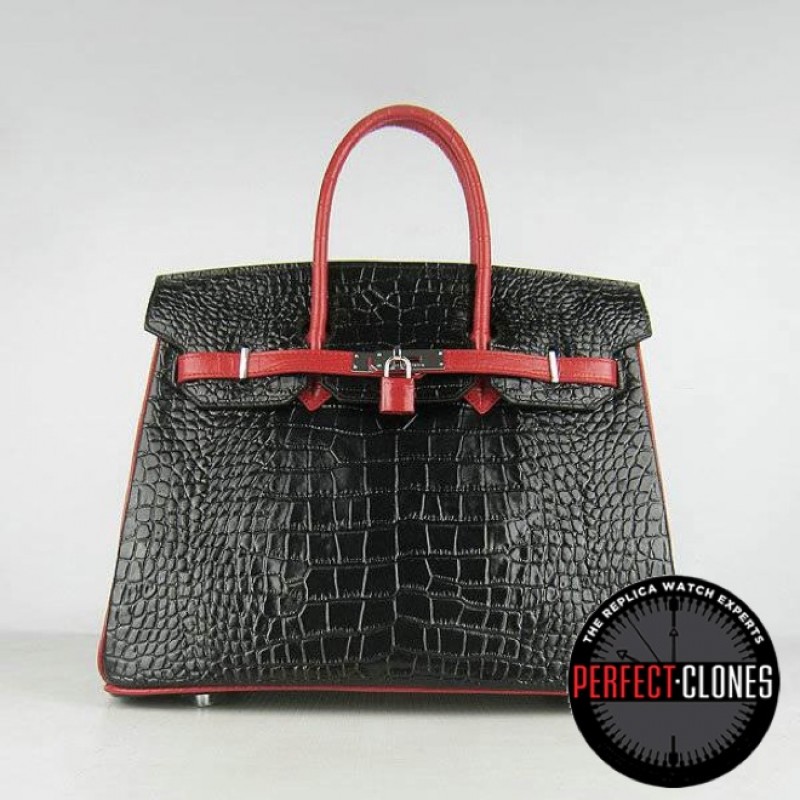 HE-35-1041A Birkin 35cm Black/Red - Gator