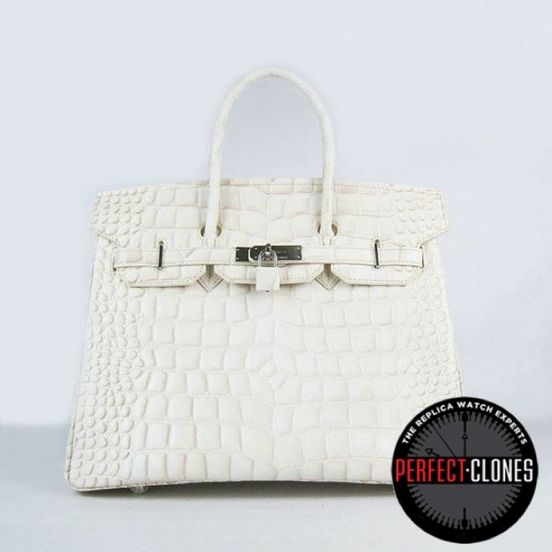 HE-35-1057 Birkin 35cm White - Gator