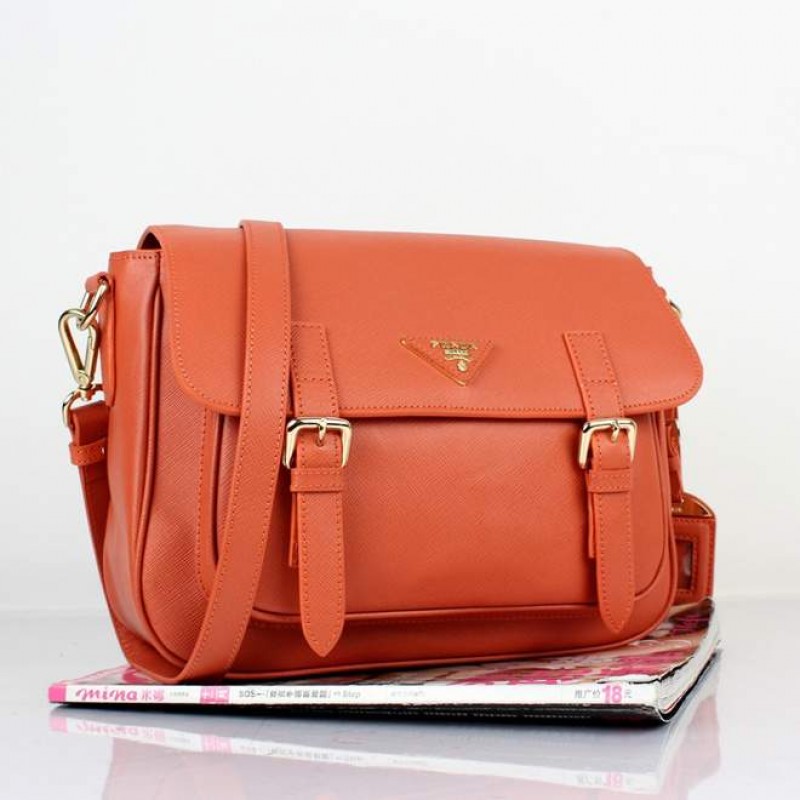 PR8228-03 BN8228 Saffiano Solid Color Leather Tote Orange