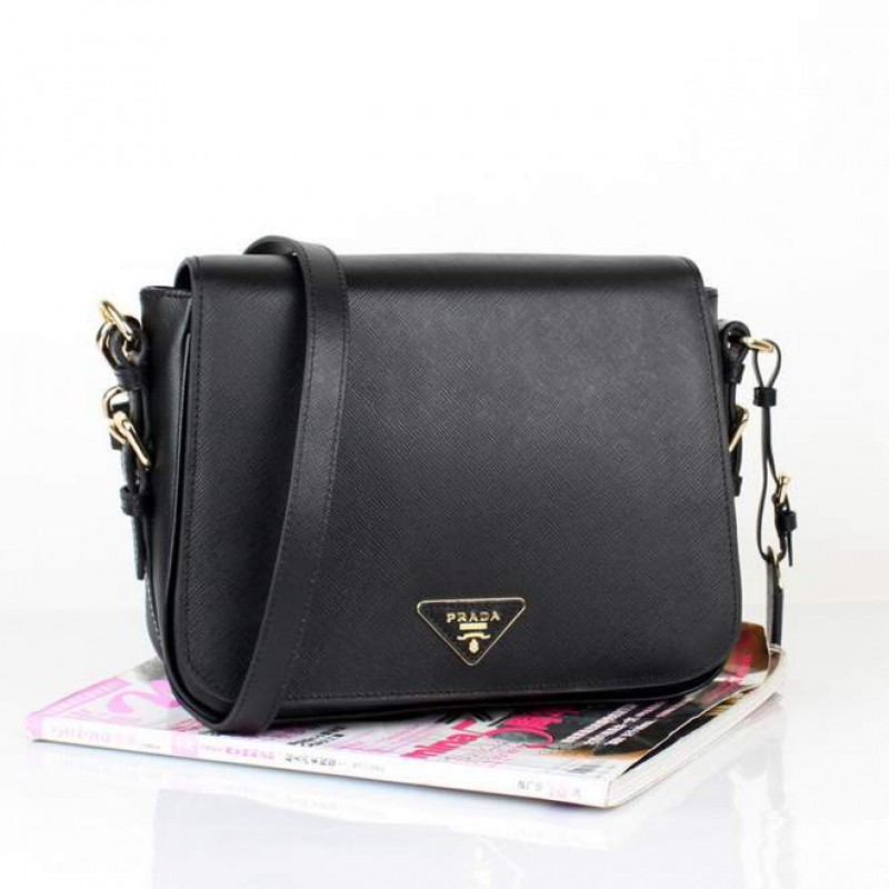 PR8229-01 BN8229 Saffiano Solid Color Leather Tote Black