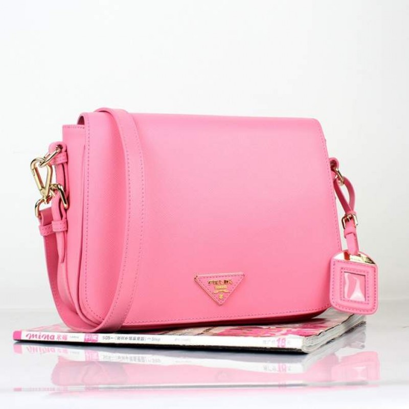 PR8229-04 BN8229 Saffiano Solid Color Leather Tote Pink