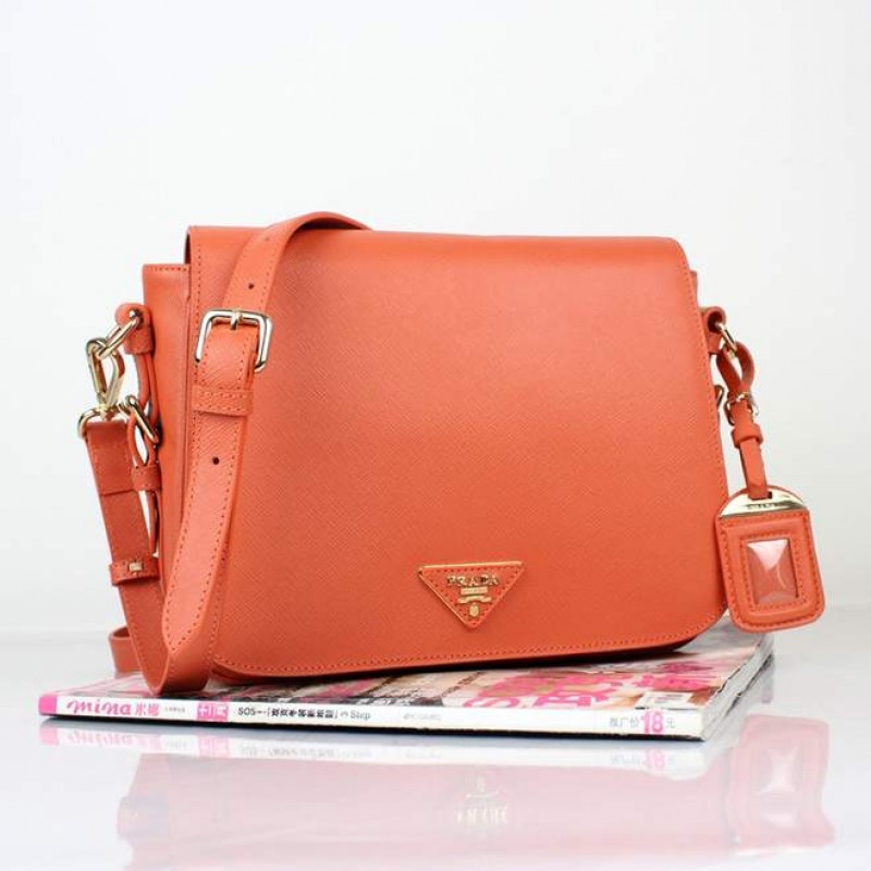 PR8229-03 BN8229 Saffiano Solid Color Leather Tote Orange