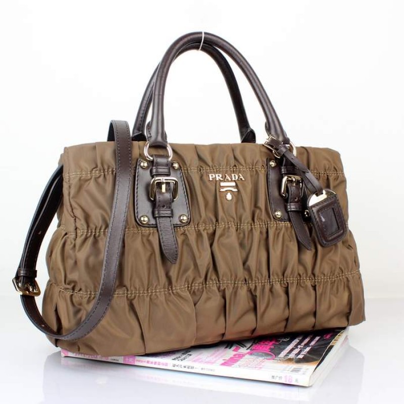 PR9756-13 BN9756 37cm Gaufre Fabric Tote Brown