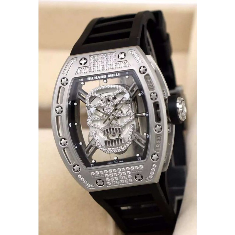 W-RM-052-1001 RM052 Skull Tourbillon SS/RU Black Asian 21J Decor